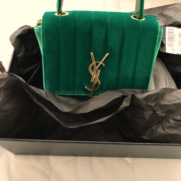 Brand New YSL Vicky Small in Velvet Green - Picture 1 of 7